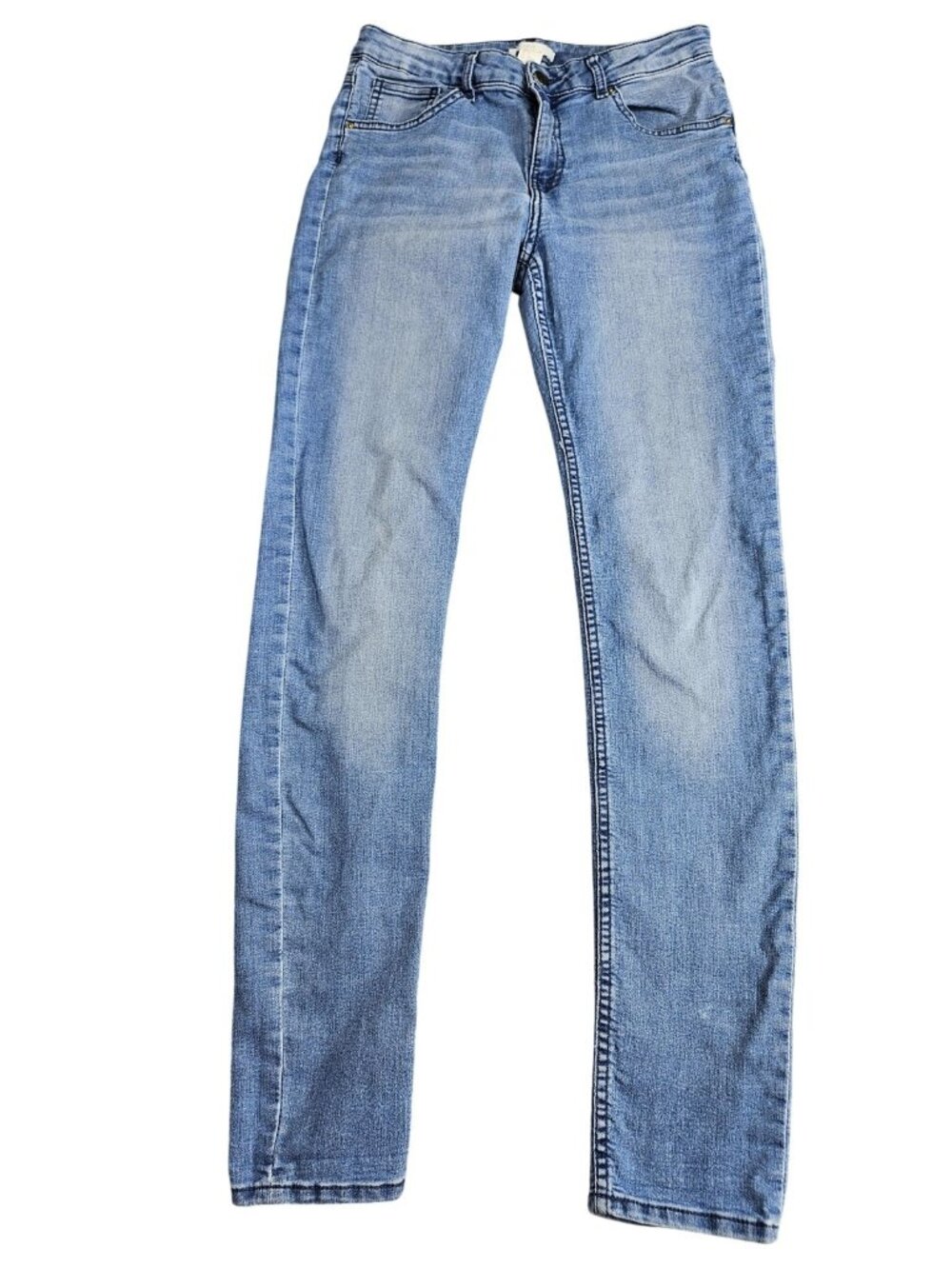 H&M Skinny Jeans Womens 8 Blue Light Wash Mid Rise Stretch Denim Slim Casual